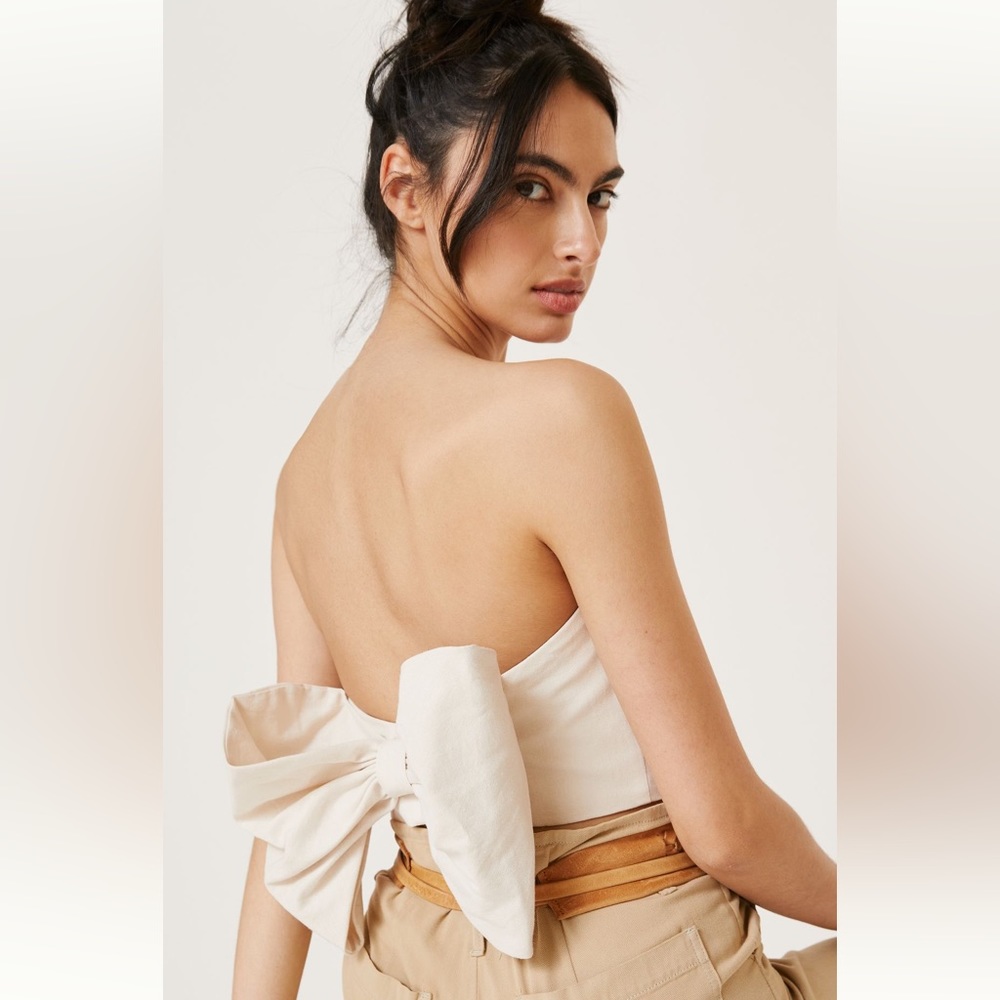 Hutch by Anthropologie Drama Bow Strapless  Crop Top